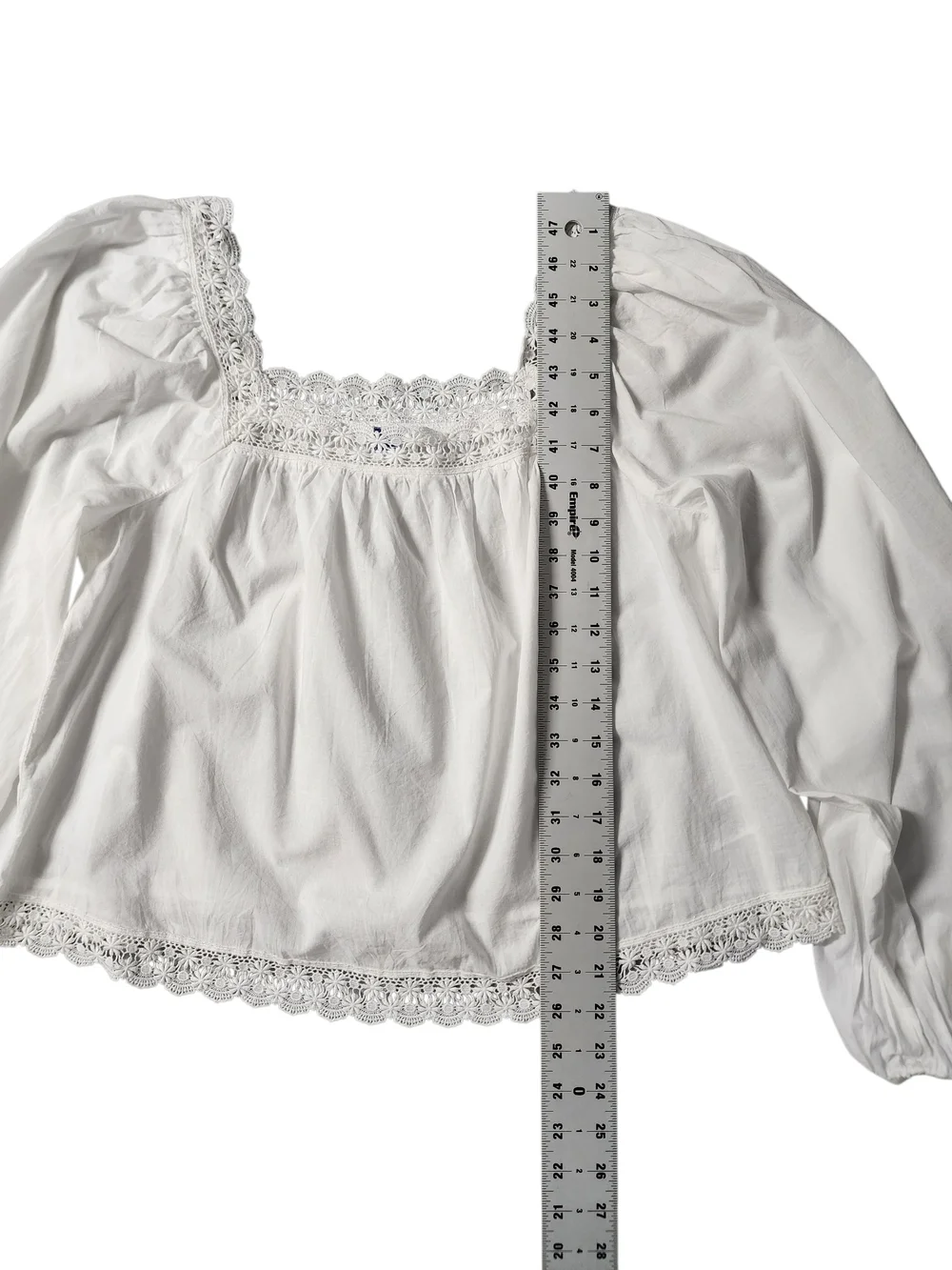 Old Navy White Lace-Trim Square Neck Blouse Size Medium